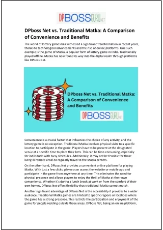 dpboss net vs traditional matka a comparison