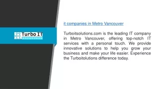 It Companies In Metro Vancouver  Turboitsolutions.com
