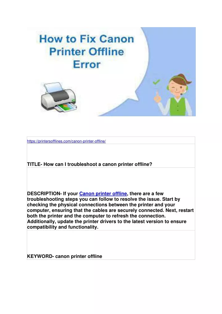 https printersofflines com canon printer offline