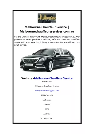Melbourne Chauffeur Service  Melbournechauffeursservices.com.au