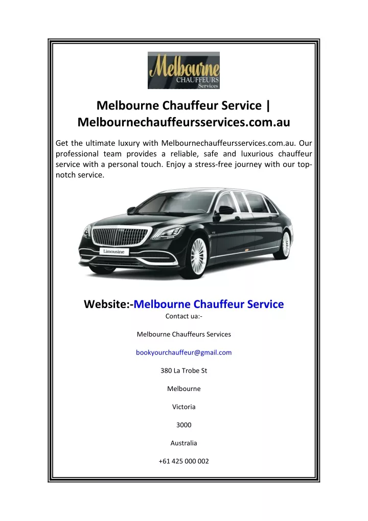 melbourne chauffeur service