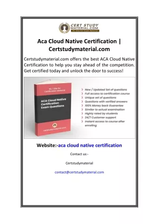 Aca Cloud Native Certification  Certstudymaterial.com