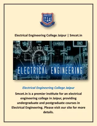 Electrical Engineering College Jaipur | Smcet.in