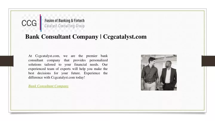 bank consultant company ccgcatalyst com