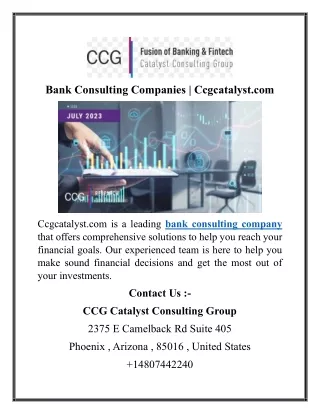 Bank Consulting Companies  Ccgcatalyst