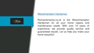 Wolverhampton Handyman  Romaintenance.co.uk