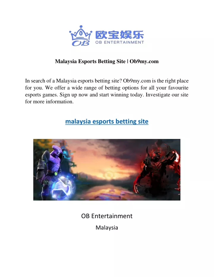 malaysia esports betting site ob9my com