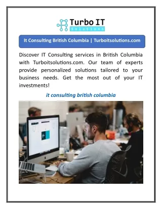 It Consulting British Columbia  Turboitsolutions