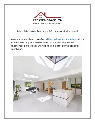 Skilled Builders And Tradesmen  Createdspacebuilders.co.uk