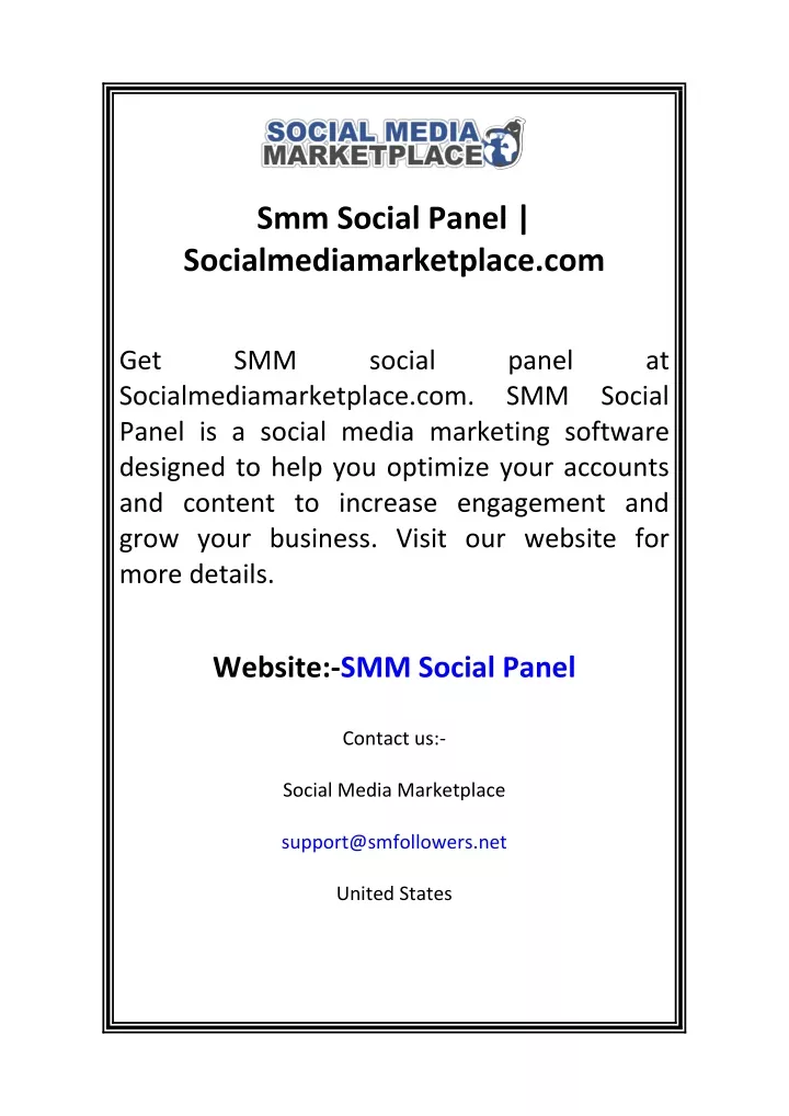 smm social panel socialmediamarketplace com