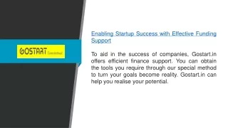 Enabling Startup Success With Effective Funding Support  Gostart.in