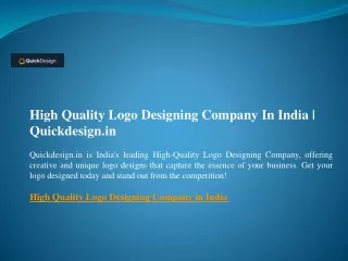 High Quality Logo Designing Company In India  Quickdesign.in