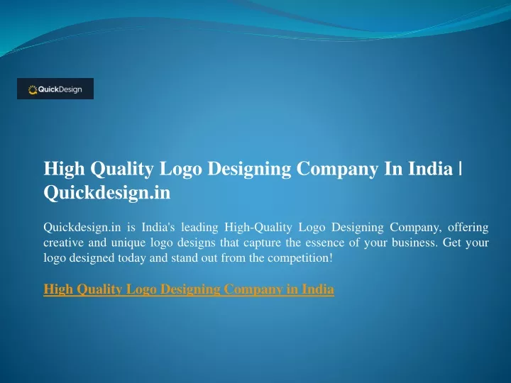 high quality logo designing company in india