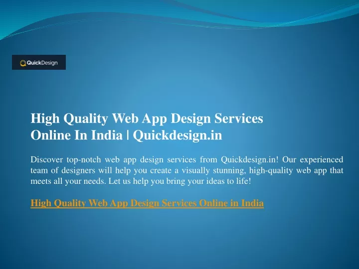 high quality web app design services online