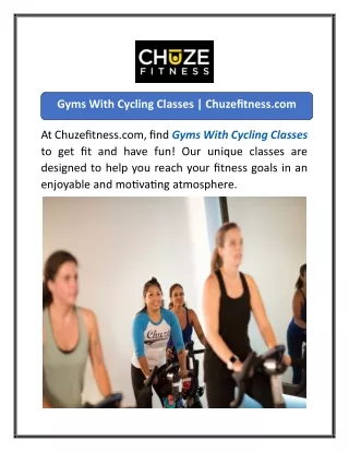 Gyms With Cycling Classes Chuzefitness