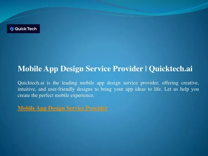 mobile app design service provider quicktech