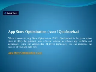 App Store Optimization (Aso)  Quicktech.ai