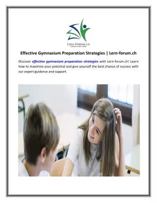 Effective Gymnasium Preparation Strategies Lern-forum.ch