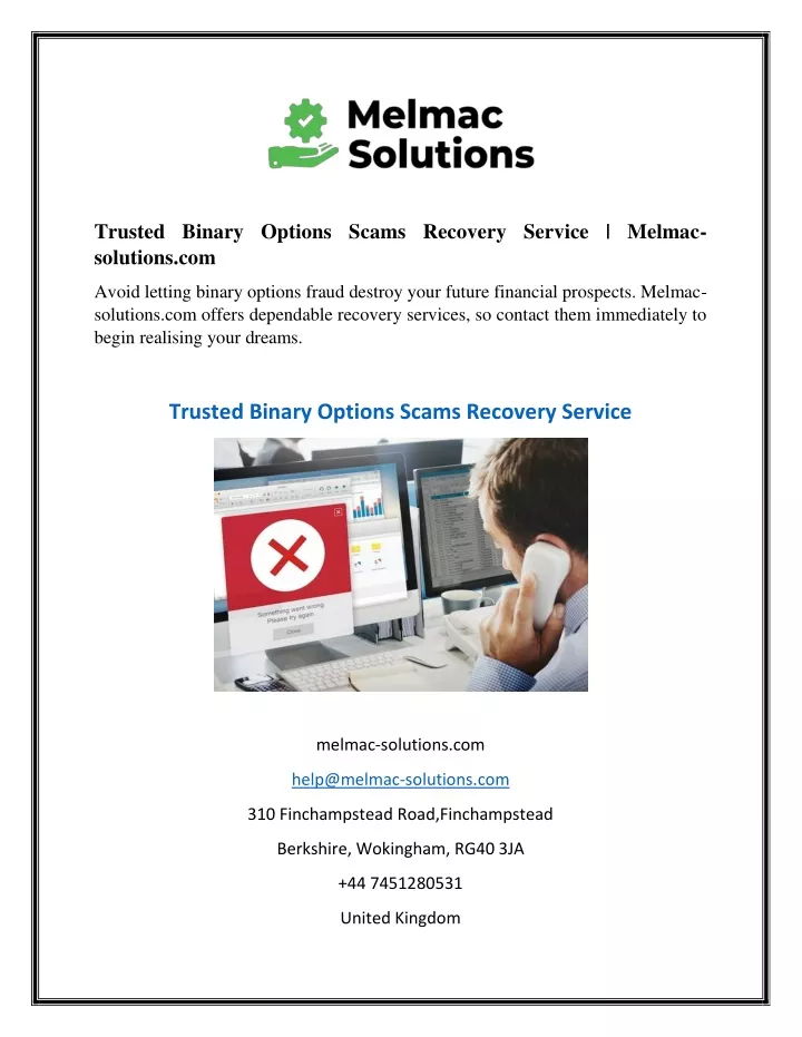 trusted binary options scams recovery service