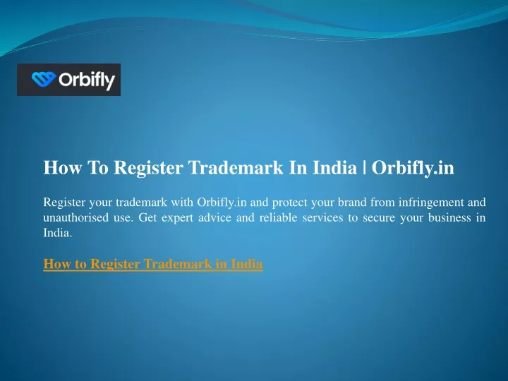 how to register trademark in india orbifly