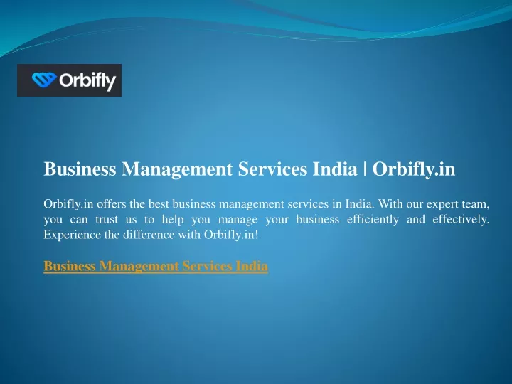 business management services india orbifly