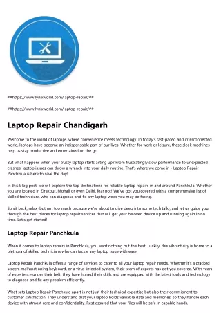 Laptop Repair Zirakpur
