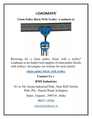 chain pulley block with trolley loadmate in
