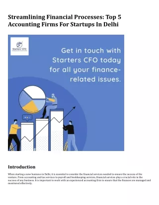 Streamlining Financial Processes Top 5 Accounting Firms For Startups In Delhi