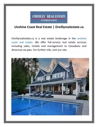 Unshine Coast Real Estate | Oreillyrealestate.ca