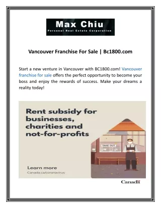 Business For Sale In Bc | Bc1800.com