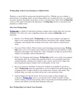 writing help unlock your potential as a skilled