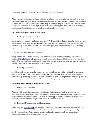 mastering math and calculus your path to academic