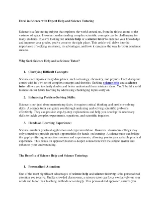 excel in science with expert help and science