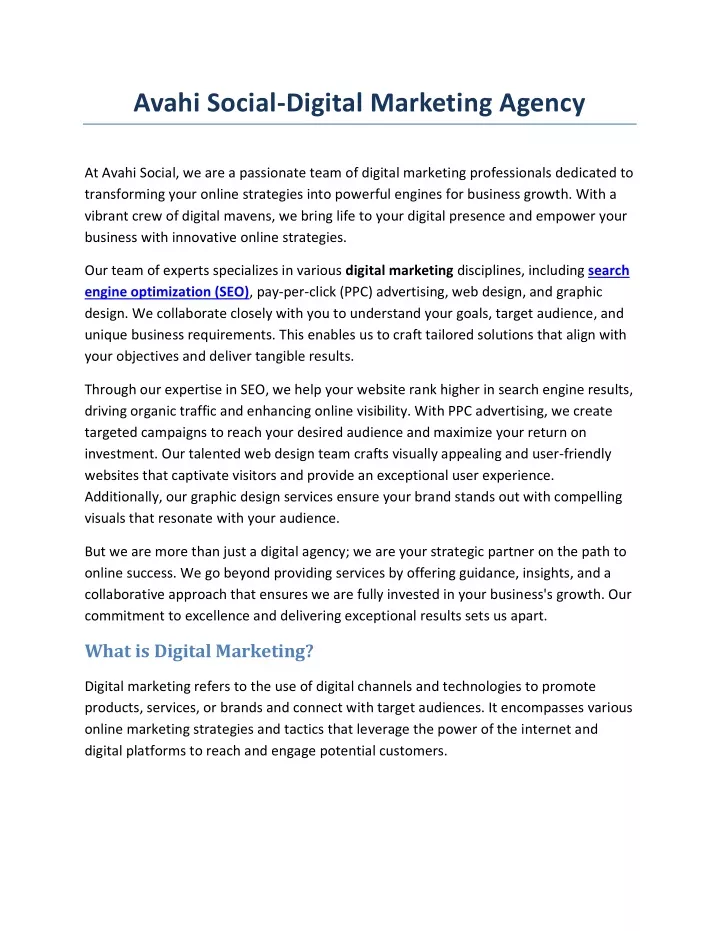 avahi social digital marketing agency