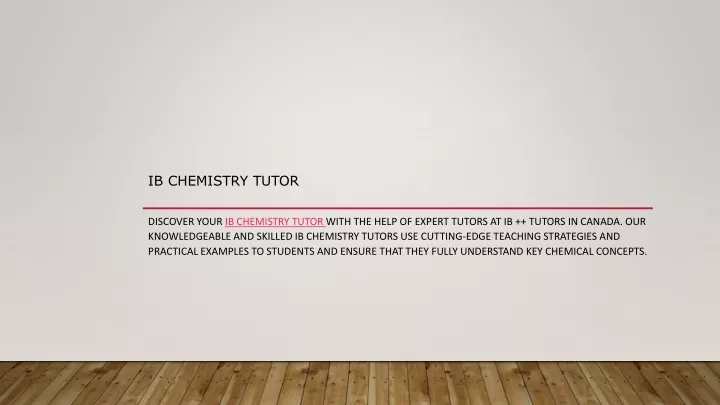ib chemistry tutor
