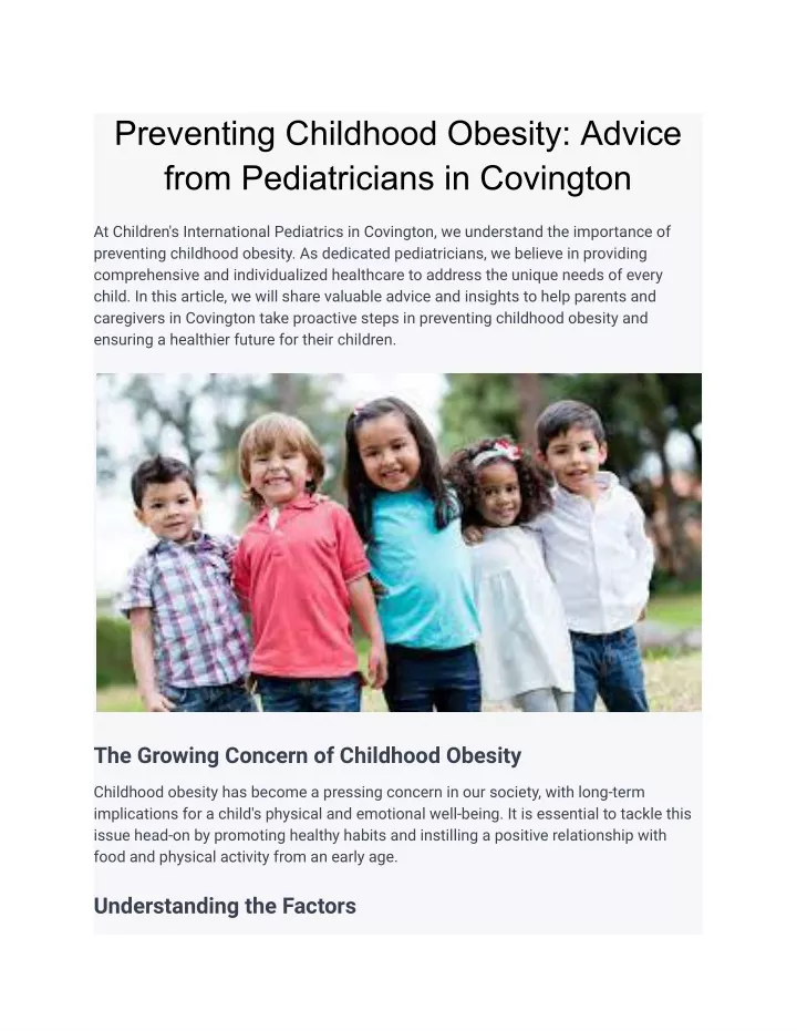 preventing childhood obesity advice from