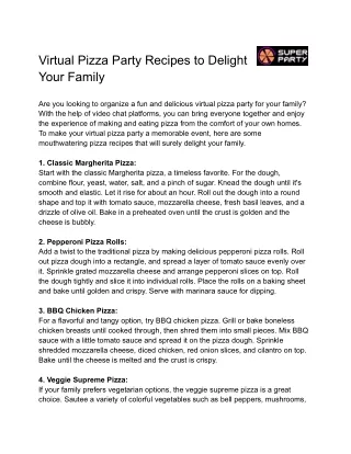 Virtual Pizza Party Recipes to Delight Your Family