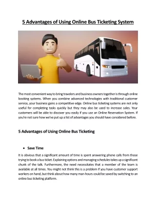 5 Advantages of Using Online Bus Ticketing System