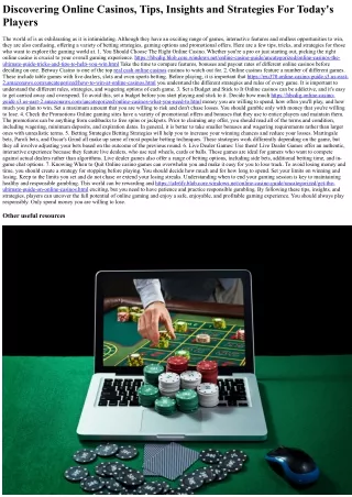 Uncovering the World of Online Casinos: Tips, Insights, and Strategies for Today