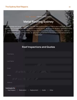 Metal Roofing Services in Sydney