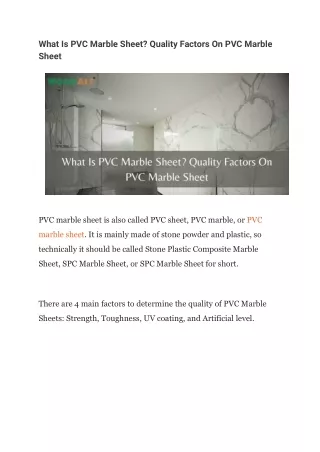 What Is PVC Marble Sheet