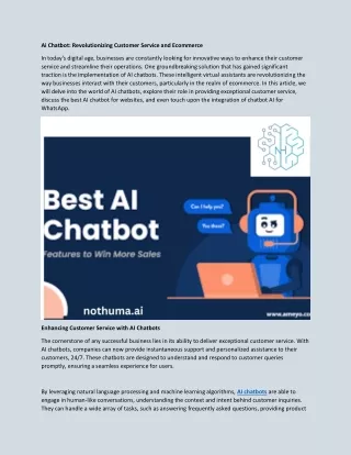 Ai Chatbot: Revolutionizing Customer Service and Ecommerce