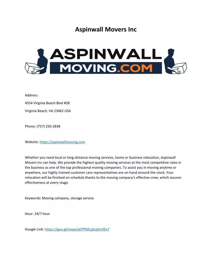 aspinwall movers inc
