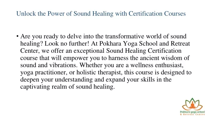 unlock the power of sound healing with certification courses