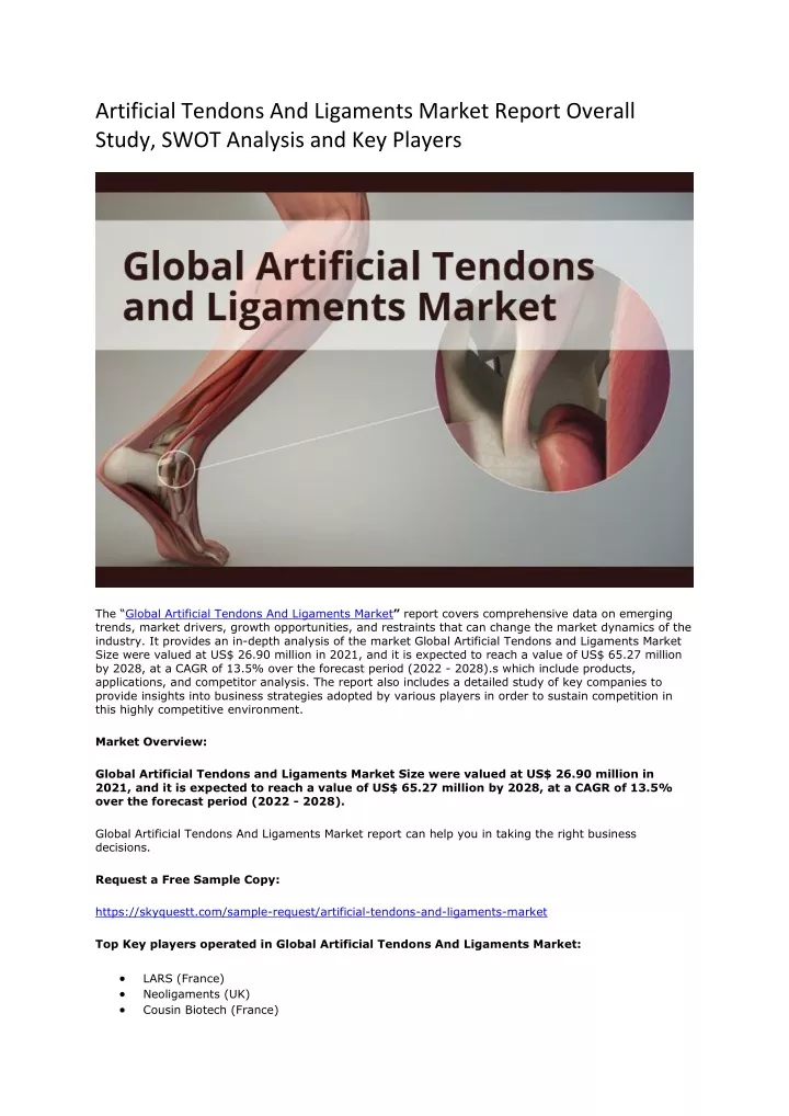artificial tendons and ligaments market report