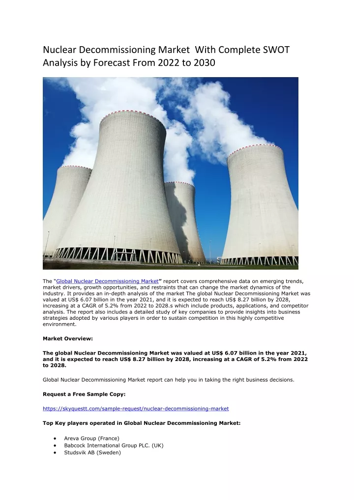 nuclear decommissioning market with complete swot