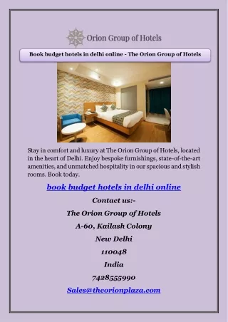 Book budget hotels in delhi online - The Orion Group of Hotels
