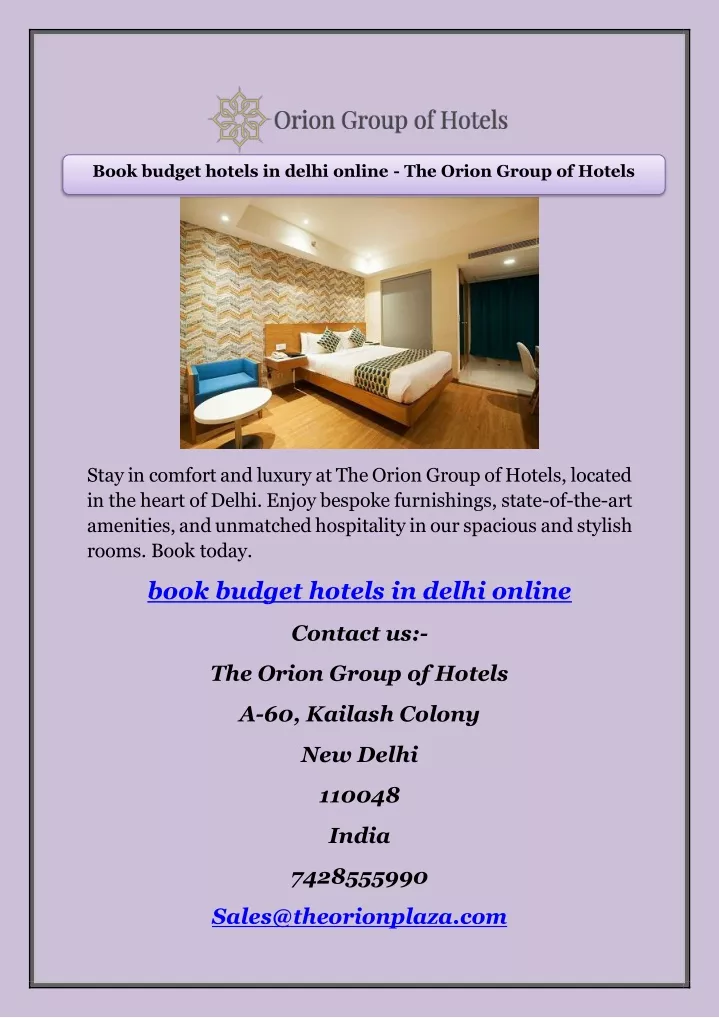 book budget hotels in delhi online the orion