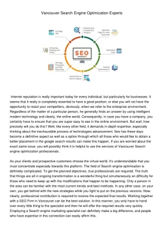 vancouver search engine optimization experts