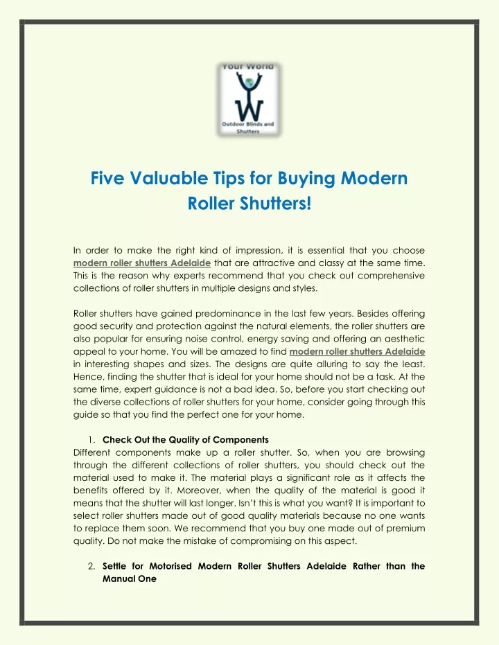 five valuable tips for buying modern roller